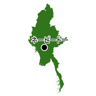 ミャンマー連合共和国無料フリーイラスト｜首都名(緑)